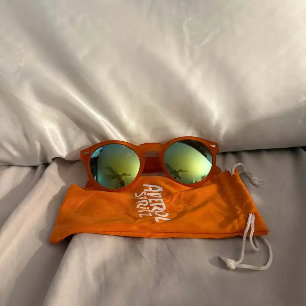 Orange Mirrored Round Women's Sunglasses